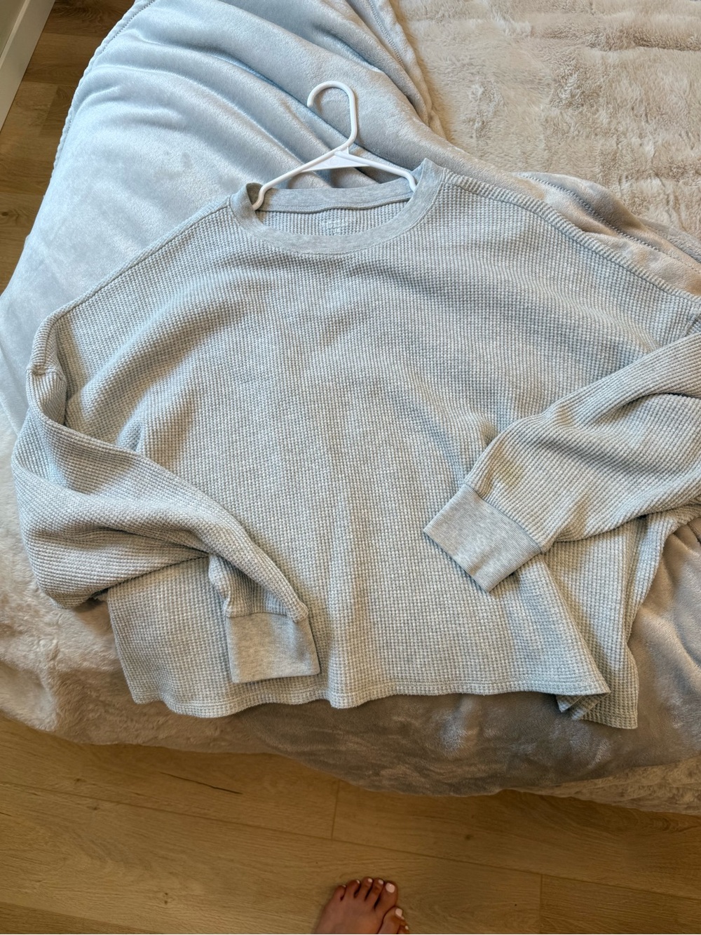 Abercrombie & Fitch Heather Gray Waffle Crewneck Sweater